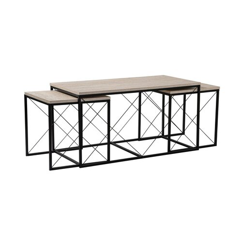 Set de măsuțe de cafea Defne Black andTravertine, 3 buc.