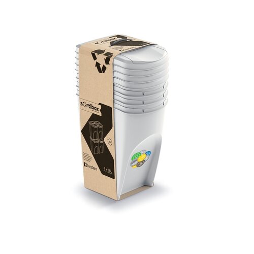 Kosz na sortirane odpadke Sortibox 35 l, 4 kos,pepelnato siva