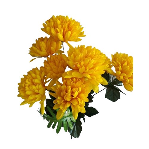 Buchet artificial de Crizanteme, galben, înălțime 58 cm