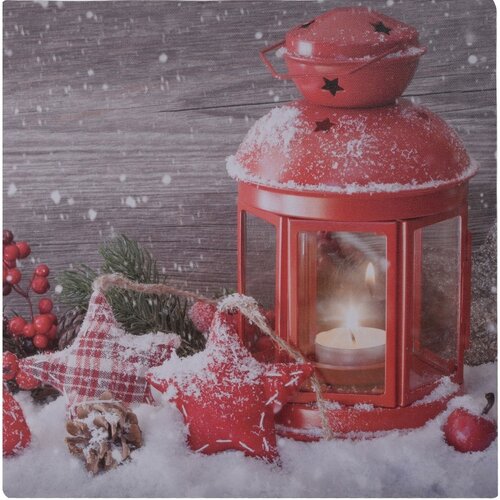 Tablou LED Lanterne rouge, 30 x 30 cm