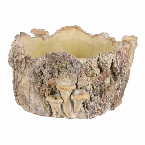 Beton-Übertopf – Baumstumpf mit Pilzen, 26 x 24 x 14 cm