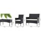 Aldotrade Rattanowy zestaw ogrodowy GardenLine, czarny + kremowe siedziska