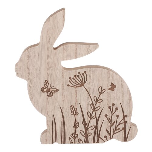 Hase aus Holz mit Blumenmotiv,  16 x 2 x 19 cm