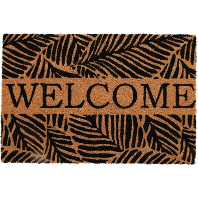 Kokosová rohožka Welcome leaves, 59 x 39 cm