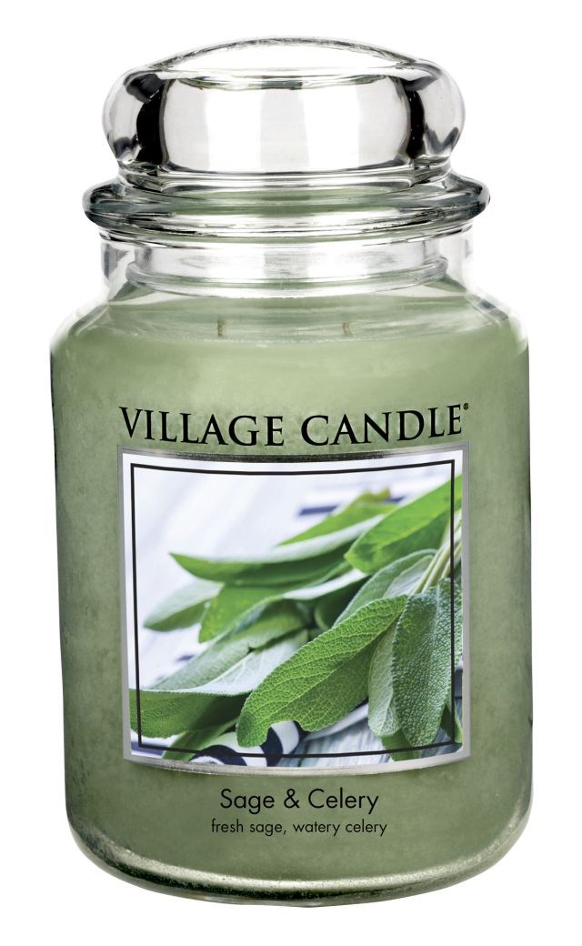 Village Candle Vonná sviečka v skle, Svieža šalvia - Sage Celery, 26oz, 645 g