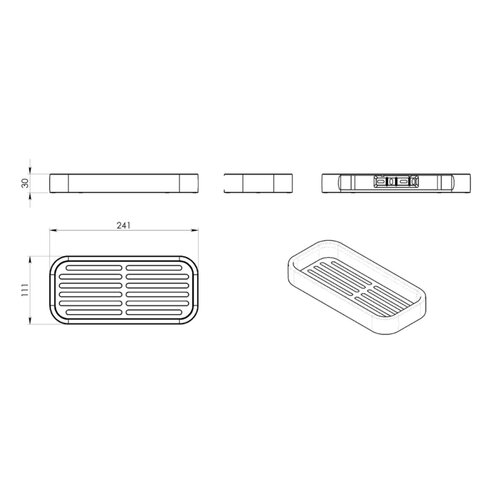 GEDY 3218 Półka prysznicowa Smart, 24,1 x 3 x 11,1cm, srebrna