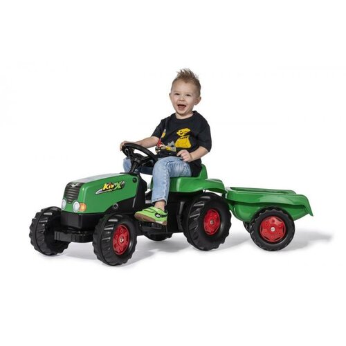 RollyToys Šliapací traktor Rolly Kid s vlečkou, zeleno-červená