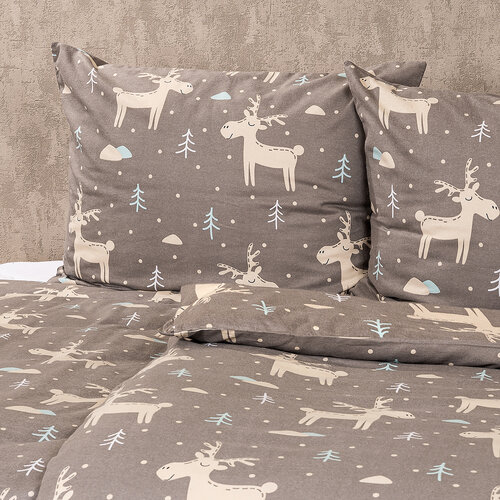 4Home Flanelno posteljno perilo Veseli severnijelen , 220 x 200 cm, 2 kosa 70 x 90 cm