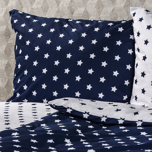 4Home Baumwollbettwäsche Stars Navy Blue, 160 x 200 cm, 70 x 80 cm