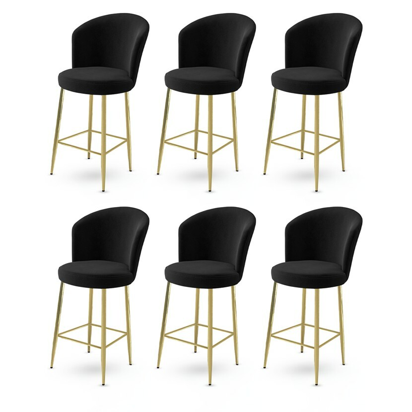 Alte Black and Gold bárszék szett, 6 db, fekete, 6 db akciós termékkép 1