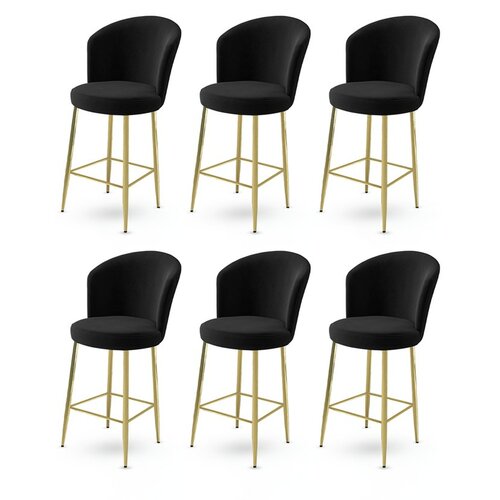 Sada barových židlí Alte Black and Gold, 6 ks