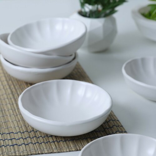 Sada 6 kameninových misek Laguna 12 cm, bílá