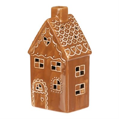 Ceramiczny domek z piernika z oświetleniem LED, brązowy