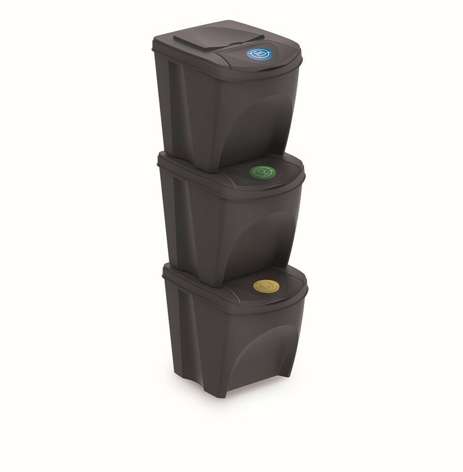 Koš na tříděný odpad Sortibox 25 l, 3 ks, antracit IKWB20S3 – S433