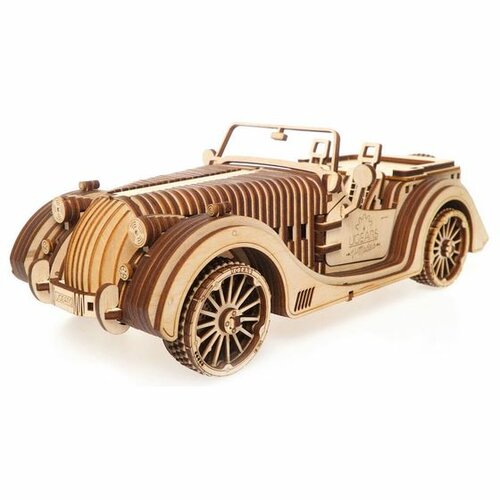 Fotografie Ugears 3D dřevěné mechanické puzzle VM-01 Auto (roadster)