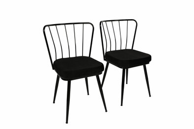 Zestaw krzeseł do jadalni Yildiz 2 Black and Black, 2 szt.