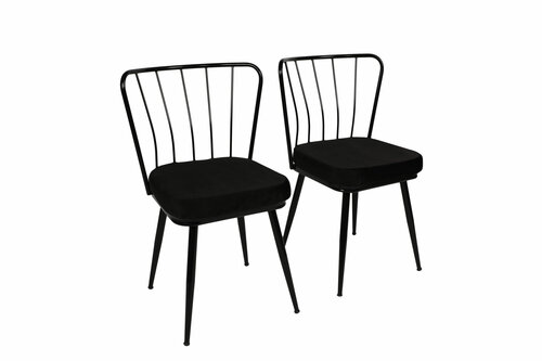 Esszimmerstuhl-Set Yildiz Black and Black, 2 Stück