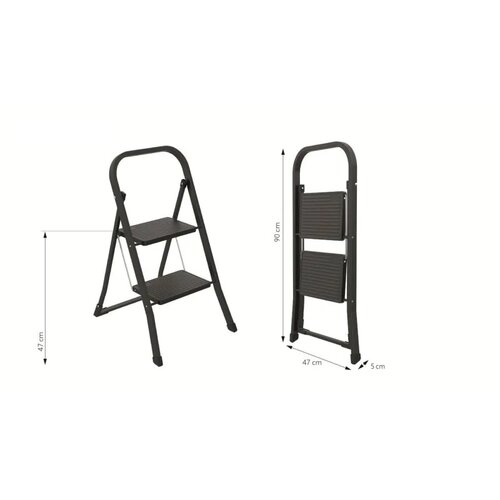 Schodíky oceľové MINIFERO 2, čierna