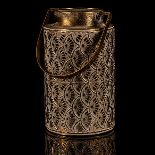 Dekoratívna kovová lucerna LACE GOLD, zlatá