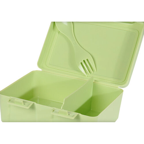 Lunch box s příborem, 13,5 x 18 x 7,5 cm, zelená