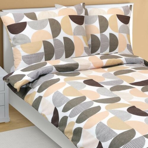 Bellatex Félkör flanel ágyneműhuzat barna, lazac, 140 x 200 cm, 70 x 90 cm, 140 x 200 cm, 70 x 90 cm termék 2. képe