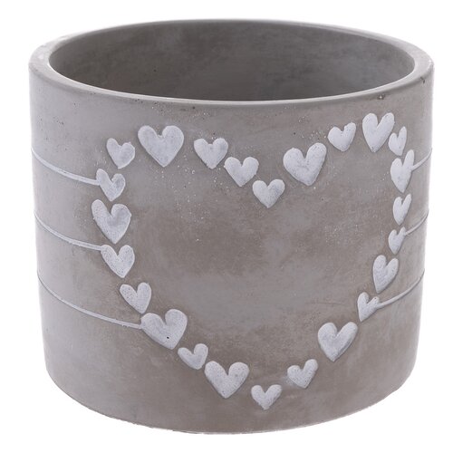 Übertopf aus Beton Heart of hearts Grau, 12,2 x 9,5 cm