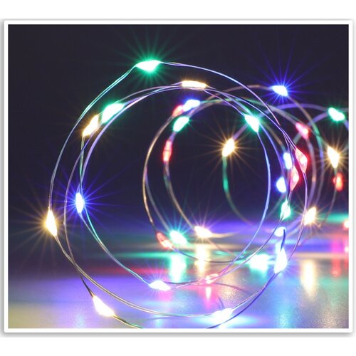 Srebrne lučke 40 LED lučk, barvne, 195 cm