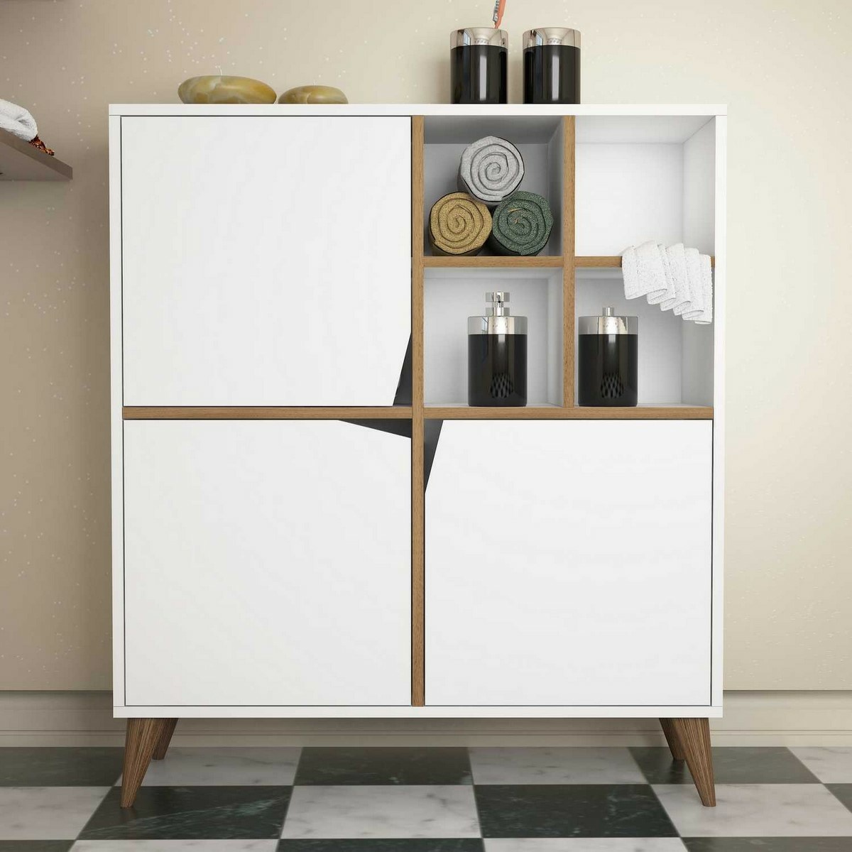 Skrinka Pulse White and Walnut