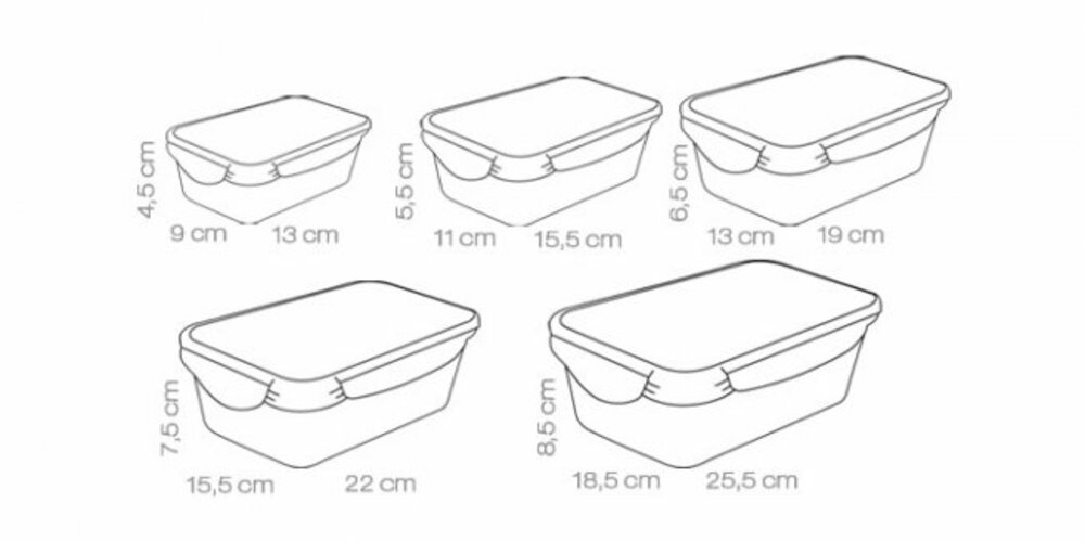 Tescoma FRESHBOX téglalap alakú ételtároló doboz, 5 db
