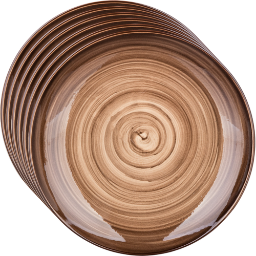 Banquet Set mit 6 flachen Tellern Palas 27 cm, braun