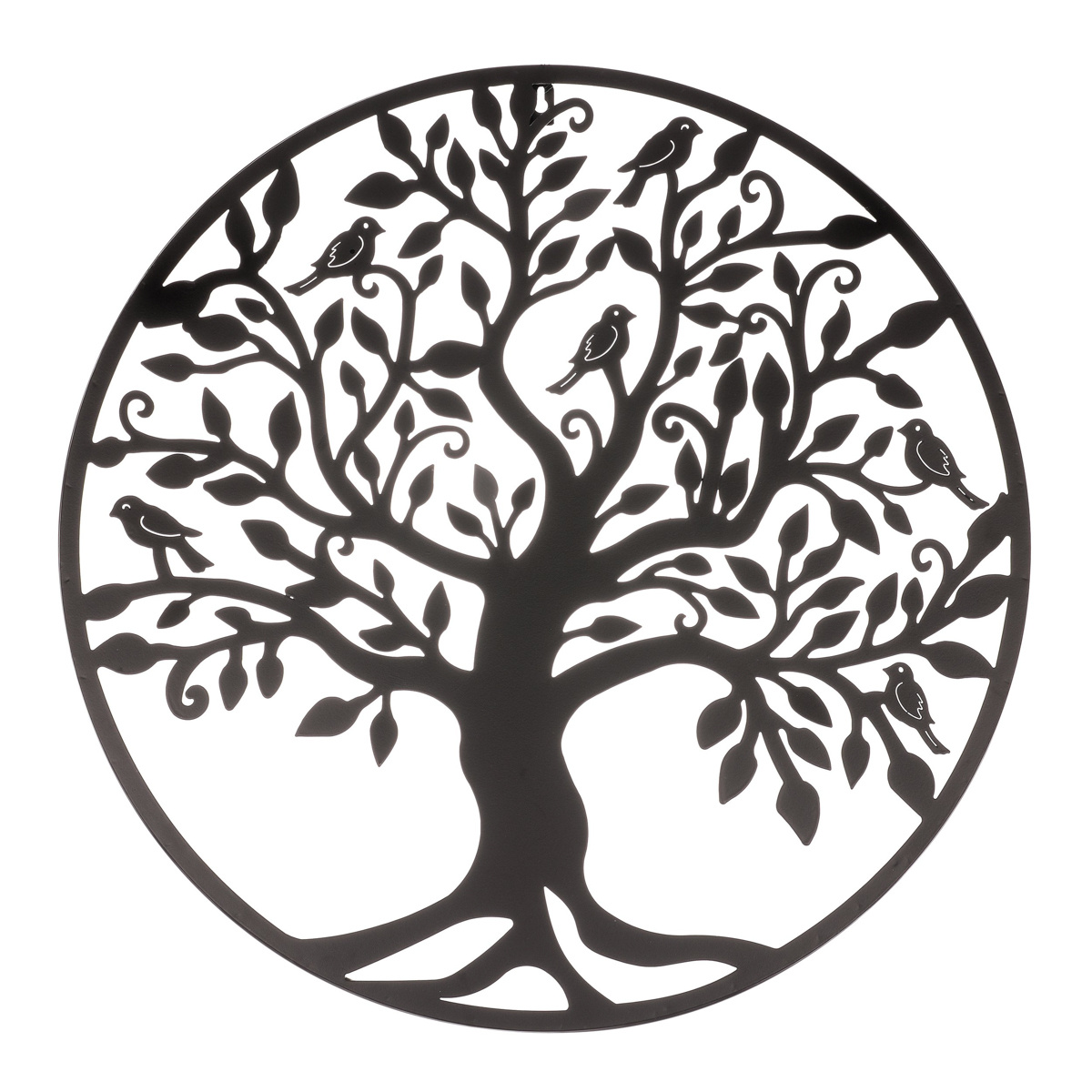 Fém fali dekoráció Életfa fekete, átmérő 59 cm