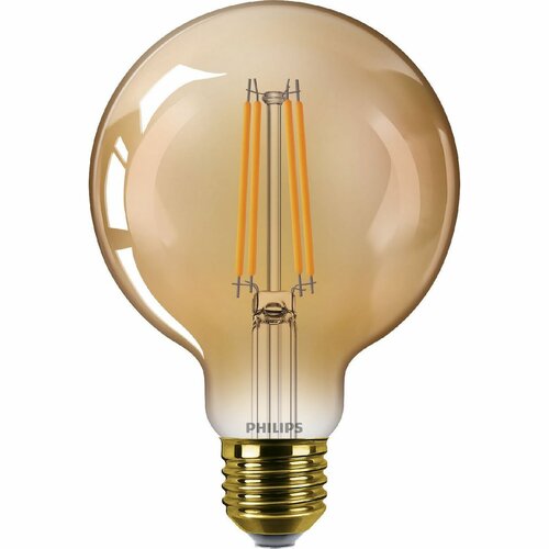 Philips LED filament žiarovka E27 G95 7W (40W) 1800K nestmievateľná, jantárová