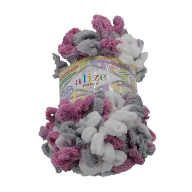 Preja PUFFY barva bela, siva, temno roza, 100 g /9 m