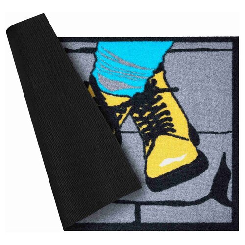 Grund Rohožka Boots siva-modra-rumena, 40 x 60 cm