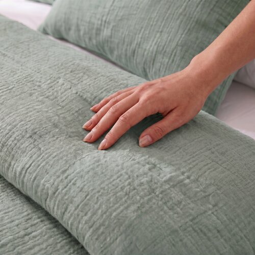 Kvalitex Muslin posteljnina svetlo zelena, 220 x200 cm, 2 kos 70 x 90 cm