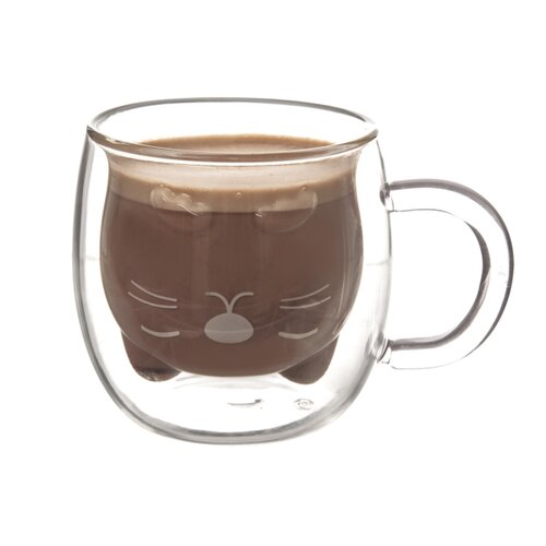 Orion Mug z dvojno steno iz stekla Cat, 300 ml