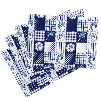 Suport farfurie Country patchwork, albastru, 33 x 45 cm, set 4 buc.
