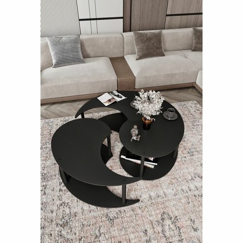 Sada konferenčních stolků Yin Yang Black, 3 ks
