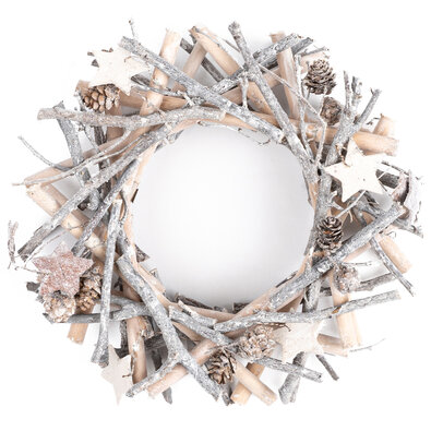 Vianočný drevený veniec Whitewood, pr. 25 cm