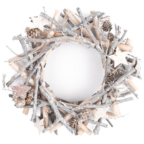 Vianočný drevený veniec Whitewood, pr. 25 cm