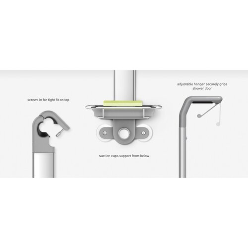Simplehuman Regulowany uchwyt na drzwi prysznicowe z półkami