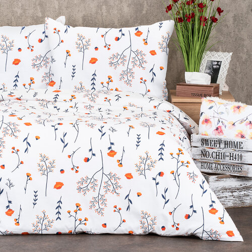 Lenjerie de pat 4Home Floret, din bumbac alb, 140 x 220 cm, 70 x 90 cm