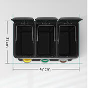 Nerezový odpadkový koš na tříděný odpad 3 × 8 l,