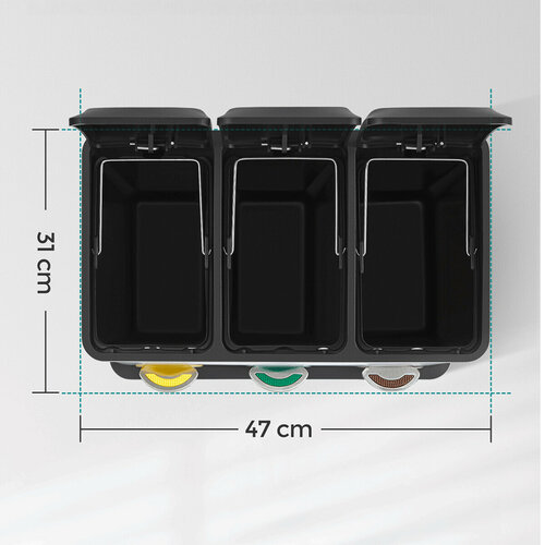 Rozdielos hulladékgyűjtő rozsdamentes acélból, 3 ×8 l,