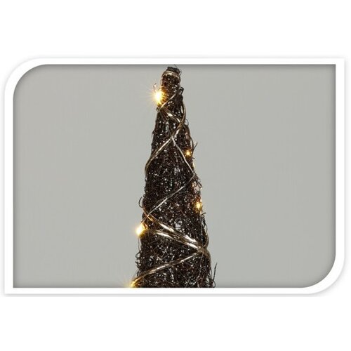 Decorațiune de Crăciun LED Cone Browee maro închis, 20 LED, 12 x 40 cm