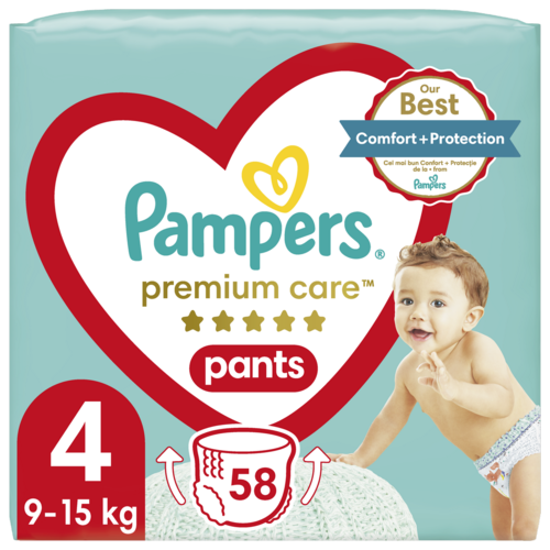 Plienky Pampers Premium Care Pants 58 ks, veľkosť4