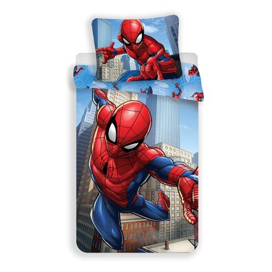 Lenjerie de pat copii Jerry Fabrics Spiderman Blue micro, 140 x 200 cm, 70 x 90 cm