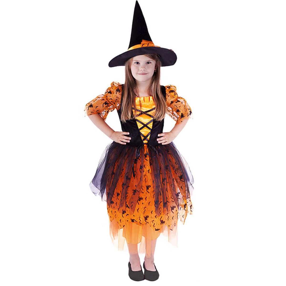 Fotografie Rappa Dětský kostým oranžová Čarodějnice/Halloween