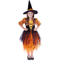Rappa Dětský kostým Čarodějnice s kloboukem, vel.  M, oranžová