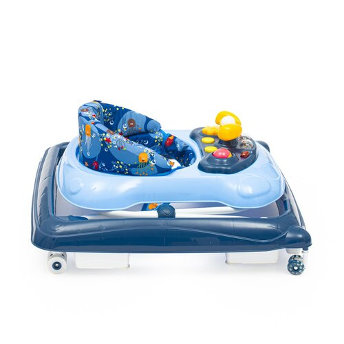 Baby Mix Walker pentru copii cu volan și roți dinsilicon, albastru închis, 50 x 44 x 50 cm